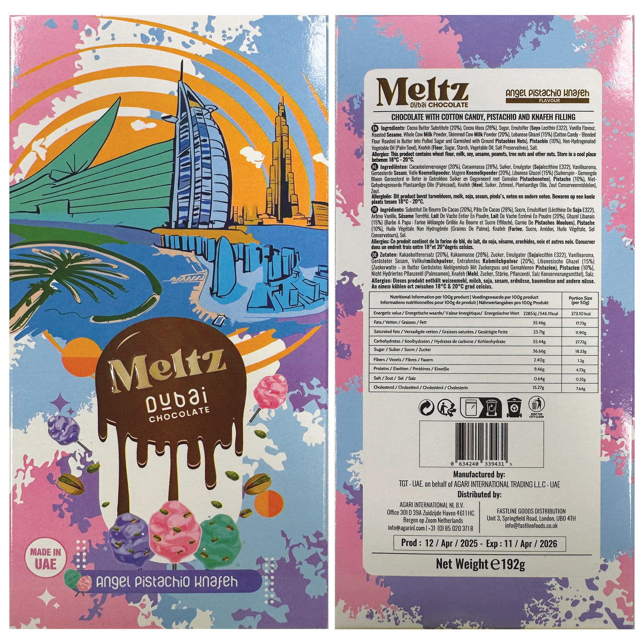 Meltz Dubai Choc Angel Pistachio Knafeh 192g